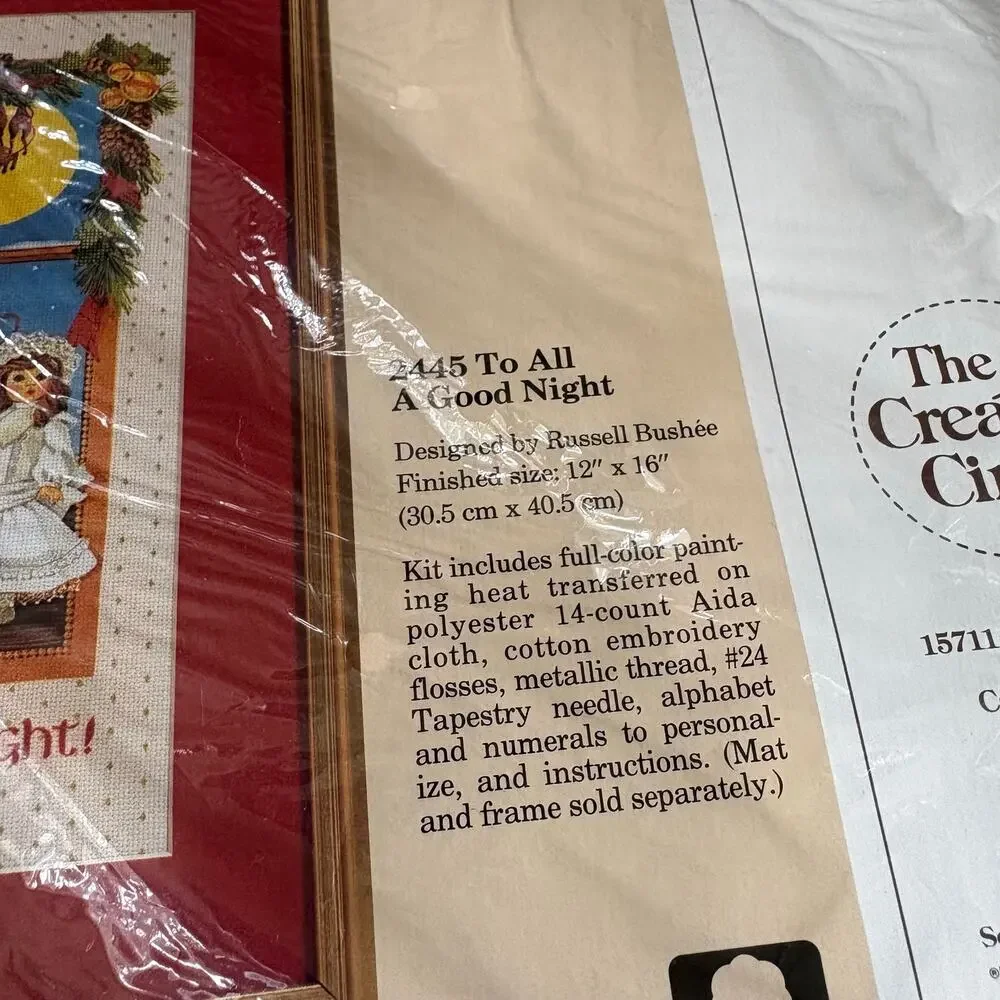 To All A Good Night Vintage Stamped Cross Stitch Kit The Creative Circle - 1988